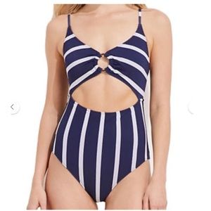 Vineyard Vines brand new stripe pique cut out one piece swimsuit